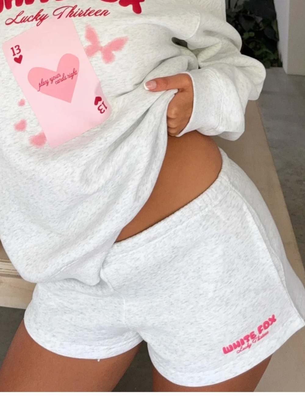 White fox Lucky Thirteen Stephanie Lounge Shorts Grey Marle